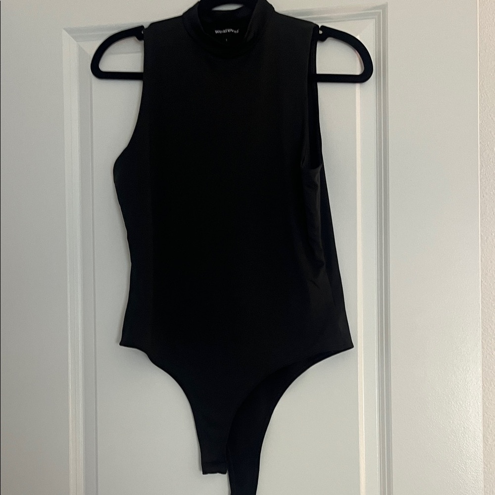 Black Mock Neck One-Piece Bodysuit - Womens Sz L